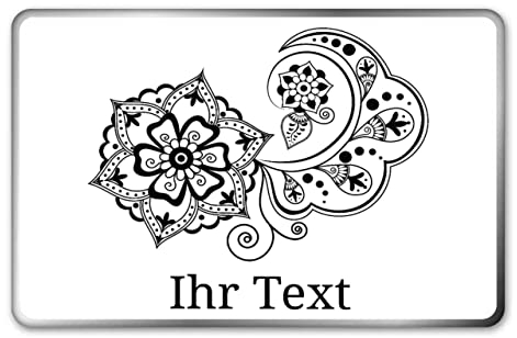 gravur-farbik.de – personalisierbare eckige Dose mit Name oder Wunschtext – Zentangle Blume Motiv – bedruckte Geschenkdose – ideale Keksdose, Metalldose, Plätzchendose