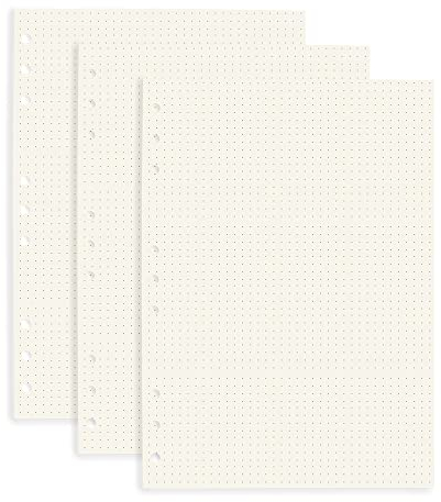 B5 gepunktetes Nachfüllpapier, 3 Stück, 120 Blatt/240 Seiten, 9-fach gelocht, Planer und Bindereinlage