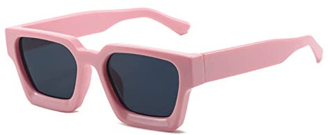 YAMEIZE Rettangolari Quadrati Occhiali da Sole-da Uomo Moda Rettangolari da Donna con Protezione UV400 Retrò Vintage Occhiali Rosa