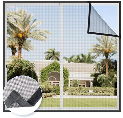 custmkey Insektenschutz Fliegengitter für Fenster 30x60cm,aus hochwertigem Glasfaser,Fliegengitter Fenster ohne Bohren mit Klettband,Kinderleichte Montage,Schwarz
