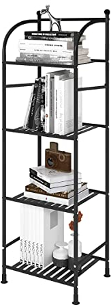 Solerconm Étagère de Rangement, Etagère Industrielle en Métal à 5 Niveaux, Étagère en Échelle Charge Lourde pour Cuisine, Salon, Placard, Bibliothèque, Garage(Noir, 4 étages)