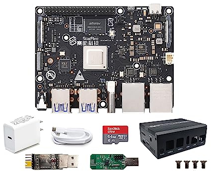 VisionFive2 Open Source RISC-V AI Linux Single Board Computer, Quad-core StarFive JH7110 64 bit CPU, LPDDR4 8 GB RAM, Dual Gigabit Network M.2 M-Key Port, Support Debian OpenCL3.0 (con WiFi 6 dongle)