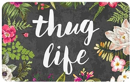 JCAKES Thug Life Rechteckige Teppiche mit Blumenmotiv, rutschfeste Teppiche, Flächenpolster für Schlafzimmer Wohnzimmer