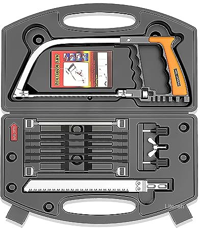 Hacksaw Frame Set Heavy Duty Handsaw 12-Inch Mini Hand Saw 8 Extra Blades Multi-Function for Metal Wood PVC Pipes