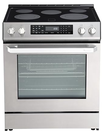 Rangaire RRE303GS 30 Glass Touch Electric Range Oven - Stainless Steel, Infrared Stove Burners, True Convection, Self Cleaning, Easy Reach Racks
