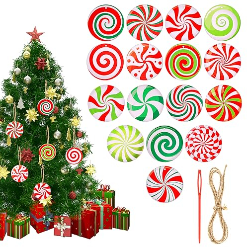 NQEUEPN 16pcs Canne de Bonbons de Noël, Bonbons de Noël Deco Noël Bonbons Ornement Noël Bonbon Décoration Canne Bonbon Arbre Noël Faux Bonbons Deco pour Arbre de Noël Couronne, Coloré