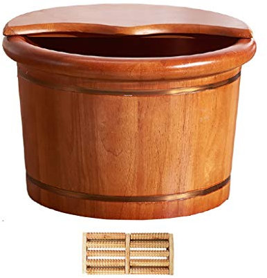 SilteD Piscine de Pieds en Bois Massif Repose-Pieds en Bois Massif Bol Pédicure, Spa Massage Pédicure Tonneaux de Bain de Pieds Ménage, Masseur (Color : B) Present