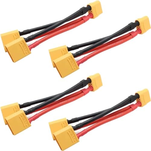EatPitaya XT60 Parallel Battery Connector Cable 1 Male to 2 Female Dual Extension Y Splitter, for DJI Phantom RC Mode Helicopter Quadcopter - 4Pcs