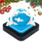 Kamanan Kalender-Notizblock 2025, blau 3D Notizblock-Kalender Schreibtischkalender mit Lichtern 3D Notizblock Papier Schnitzen Geschenk Desktop Dekoration mit glasklarem Anzeigebox (Ohne Batterien)