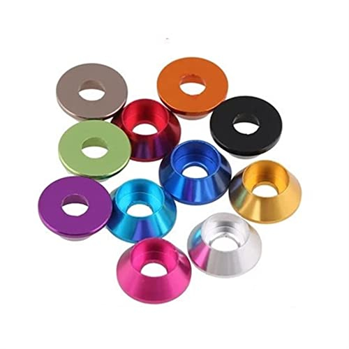Xuhuhu-Washers M3 Anodized Farb Aluminiumlegierung Tasse Kopfkegel Taper Dasierwaschmaschine, 10pcs, für Schraubbeschläge (Size : Ti Grey)
