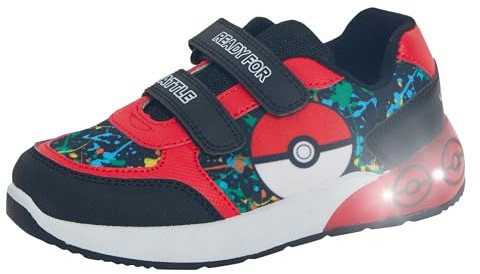 Pokémon Scarpe da Ginnastica Illuminate per Bambini Ragazze Ragazzi Pokeball Touch Fasten Scarpe Sportive Lampeggianti a LED con luci