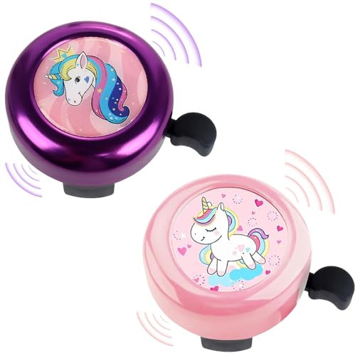 Fiotha 2 Pezzi Campanello Bicicletta, Campanello Bici Bambino, Campanello per Bicicletta per Bambini, Campanello Bici Bambina, Campanello da bicicletta, per Bicicletta, Mountain Bike (rosa+viola)