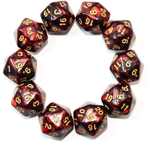 SmartDealsPro Polyedrische D20-Würfel für DND-RPG-MTG-Tischspiele, 20-seitig, 10 Stück (Farbe 13)