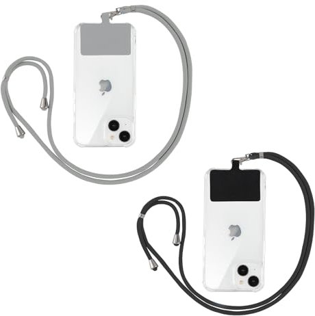 Yoedge 2 pièces Universelle Lanières de Téléphone en Bandoulière avec Patch, Réglable Amovible en Nylon Pendentifs Collier de Longe Porte-clés Cordon pour Plupart de Téléphones Intelligents - 03