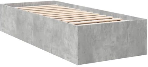 vidaXL Cadre de lit Gris béton 100x200 cm Bois d'ingénierie, Meuble de Chambre à Coucher, sommier, lit à Panneaux, lit, lit Simple, lit Plate-Forme