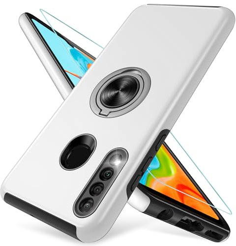 Pilaru Kompatibel mit Huawei P30 Lite Hülle - 360° Drehbarer Ständer Schutzhülle mit Starker Stoßfestigkeit - Silber