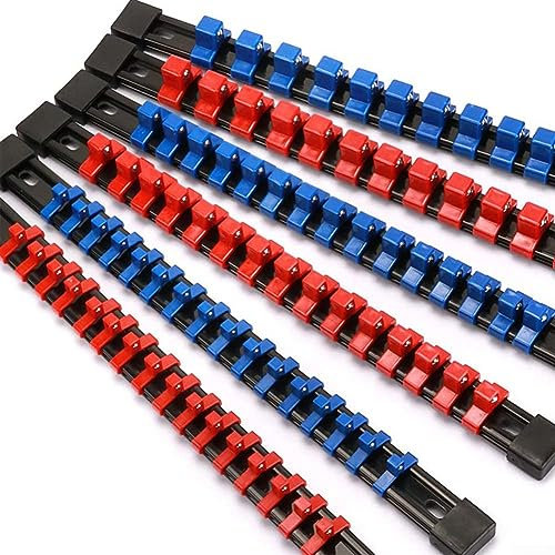 GeRRiT Tools Socket Organizers,6Pcs Tools Socket Organizers, 1/4in,3/8in,1/2in Socket Socket Organizer Drive Socket Tray Holder Rail Clips