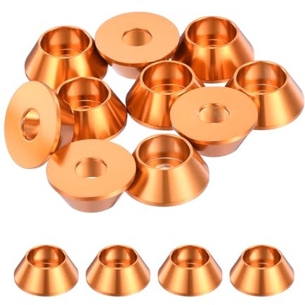 QUARKZMAN 10er Set M6 Konusbecher-Unterlegscheiben, eloxierte Aluminium-Dichtungen Kegel Senkkopf-Unterlegscheiben für Schraube RC/FPV/PC/Drone/Mechanische Zubehör-Modellteile (Orange)