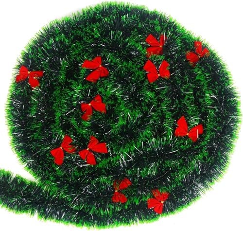 DERAYEE 10m Weihnachtsgirlande,Fliege Tannengirlande,Türkranz für Innen- und Aussenbereich Dekoration Weihnachtsbaum