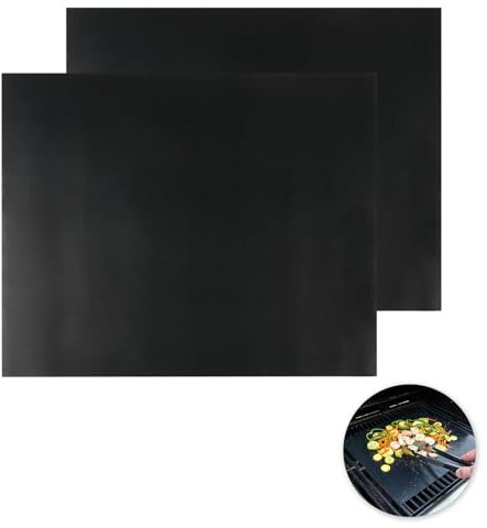 2 Pièces Tapis de Cuisson Barbecue, Tapis Grille Barbecue, 40x50 cm pour Four et Barbecue, Feuilles de Cuisson Réutilisables Antiadhésives, Résistantes à la Chaleur jusqu'à 260°C pour Fours