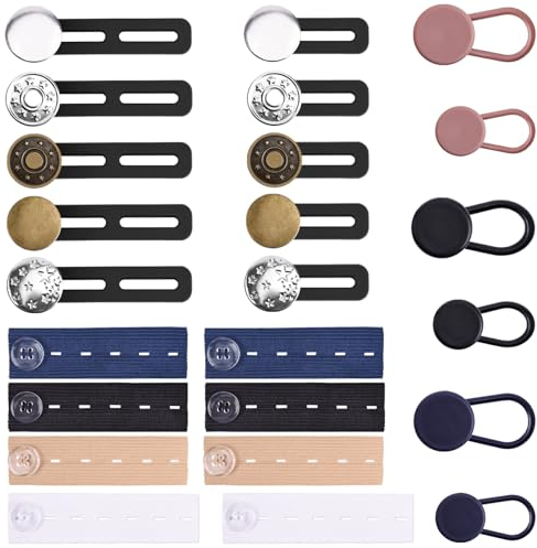 24 Stück Hosenbunderweiterung, Knopfverlängerung für Hosen, Hosehosenknopf Verlängerung, Hosenerweiterung Schwangerschaft, Knöpfe Hosen Enger Machen, Ohne Nähen Knopf Erweiterung