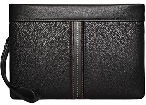 Eshow Handgelenktasche Herren, Handtasche klein, Geldbörsentasche aus PU Leder, Clutch Tasche mit Kartenfach Herrenhandtasche für Reisen, Arbeit, Alltag, Rot