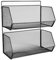 Gzsekken Wall Basket, Metal Wire Kitchen Organizer With 2 Sections, No-Drill Adhesive Storage Shelf for Cupboards, Shower, Vegetable Rack, Black