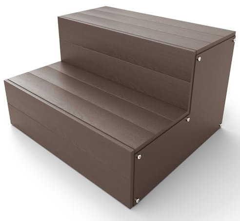 Whirlpool-Stufen, universelle robuste Spa- und Whirlpool-Stufe, Holzoptik Kunststoff-Stufen für Whirlpool, Verwendung für runde oder gerade Spa, rutschfeste Stufen für Außen/Innenbereich, 272 kg