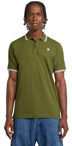 G-STAR Men's Dunda Slim Stripe Polo Shirt, Green (Mayfly D17127-5864-g985), XL