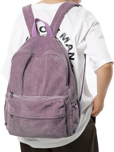 Boziee Cord Rucksack Damen Daypacks Cityrucksack Rucksäcke Rucksackhandtaschen Cordury Schulrucksack für Damen Mädchen Teenager Schule Travel Arbeit Alltage (Lila)