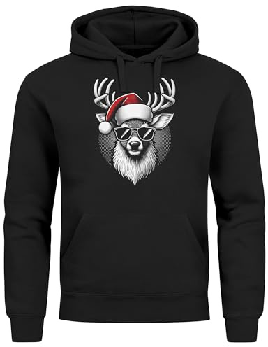 MoonWorks® Hoodie Herren Weihnachten Hirsch Rentier mit Weihnachtsmütze Kapuzen-Pullover Weihnachtspullover Männer