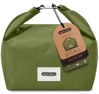 BLACK + BLUM Lunchtasche 6,7 L | recycelter Kunststoff | Moos| isolierte Lunch Tasche | auslaufsicher dank Rolltop-Konstruktion | Wasserabweisende Innenfläche | hält Lebensmittel kühl