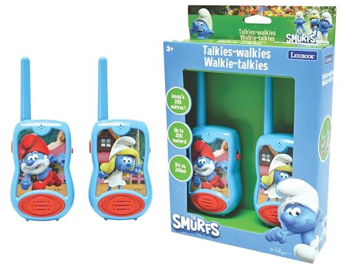 LEXIBOOK, The Smurfs, Walkie-Talkies 200m/650ft, Communication game for children, Belt clip for transport, Battery operated, Blue, TW12SF