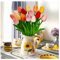 MUSHUI 18 STK Tulpen Künstliche Blumen Wie Echt, Real Touch Gefälschte Blumensträuße für Muttertag, Balkon deko, Home Room Dekoration, Hochzeit Party, Hotel, Büro, Badezimmer (Ohne Vase), Vielfarbig