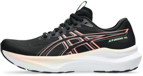 ASICS Women's GT-2000 14 Running Shoes, Black/Sun Coral, 12