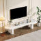 Meuble TV 160cm, Banc TV pour Télévisions Jusqu'à 65 Pouces, Design Unique, Style Moderne Simple, 4 Pieds Colonnes Meuble Télé Blanc pour Salon, Chambre, Bureau, 160x40x40cm