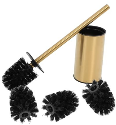Yardenfun 1 Juego Escobilla de Inodoro con Soporte y Mango Cepillo de Limpieza para Baño Accesorios de Baño Acero Inoxidable Incluye Cabezas de Cepillo para Superficies de Instalación y Uso