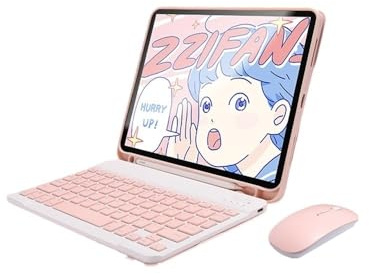 NXCVBNKZJ Detachable Keyboard with Pen Slot, Magnetic Leather Protective Case Suitable for iPad Mini 6 8.3 inch(Pink+keyboard+mouse)