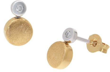 GLIZZ Damen-Ohrringe Ohrstecker Gold 585 mit Diamanten GL1683 | moderner Ohrschmuck für Frauen, 14 Karat Weißgold, Brillanten in Zargenfassung, edles Geschenk