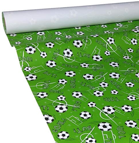 JUNOPAX Papiertischdecke 50m x 1,00m Fußball, nass- und wischfest