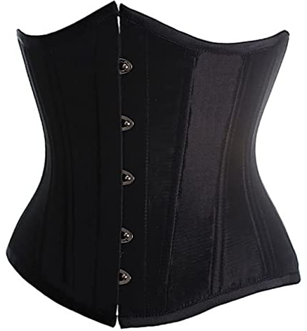 SZIVYSHI Femme Satin Serre Taille Lingerie Gothique Corset Véritable sous Poitrine Bustier Shapewear Top, noir, taille M