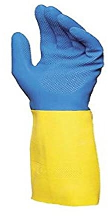 Guanti impermeabili antiscivolo in lattice rinforzato con neoprene con interno floccato ed esterno zigrinato taglia 8