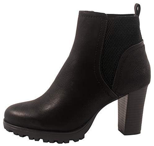 Elara Damen Stiefeletten Ankle Boots Chunkyrayan 949-GA-Schwarz-40