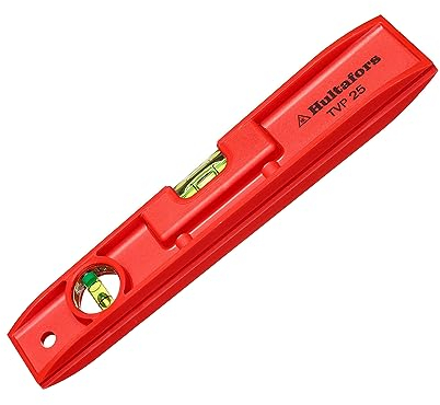 Torpedo Wasserwaage 25cm I Hultafors I Antistatische Wasserwaage mit 2 Libellen 90° & 180° I Made in EU I Ultra robust für diverse Messungen I 401803