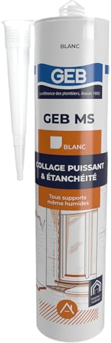 GEB MS Polymère multi-usage pour collage, étanchéité, jointoiement rebouchage de fissure. 280ml - Blanc
