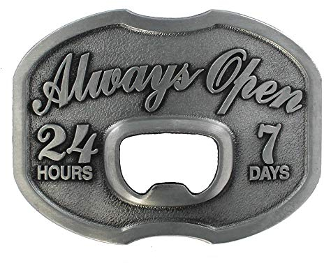 eeddoo® Gürtelschnalle - Always Open Flaschenöffner (Buckle für Wechselgürtel für Damen und Herren | Belt Frauen Männer Oldschool Rockabilly Metall Gothic Wave Rock Biker Western Trucker Casino Skull)
