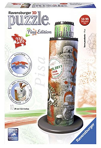 Ravensburger 125814 Flag Edition Pisa Turm-3D Puzzle-Bauwerke, 216 Teile