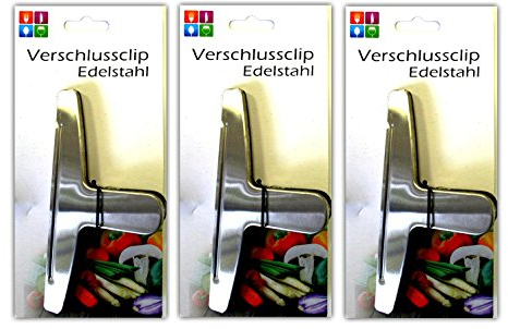 3 x Clip – Tartera metal cocina cierre grapas Bolsa Clip – Tartera Clip