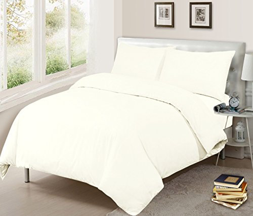 sleepdove® Plain Duvet Cover With Pillow Cases Non Iron Percale Quilt Cover Bedding Bedroom Set (Single, Cream)