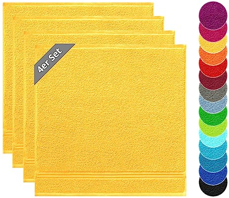 Lashuma Paños de Cocina Rizo Grueso – Amarillo, Juego de 4 Toallas de Cocina 50x50 cm, Linz Paño de Platos